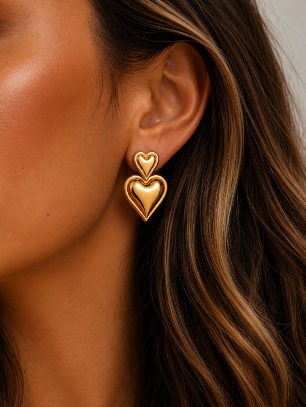 "Ariana" Double Heart Stainless Steel Earrings